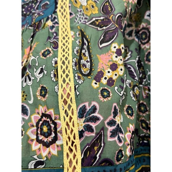 Sundance Women’s Sz S Blue Floral Pullover Tunic Resort Boho Puff Sleeves NEW d - Picture 4 of 11